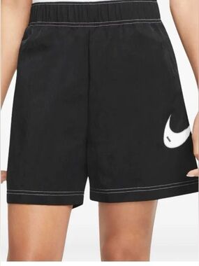 Nike Women's Black Shorts with White Swoosh Accent